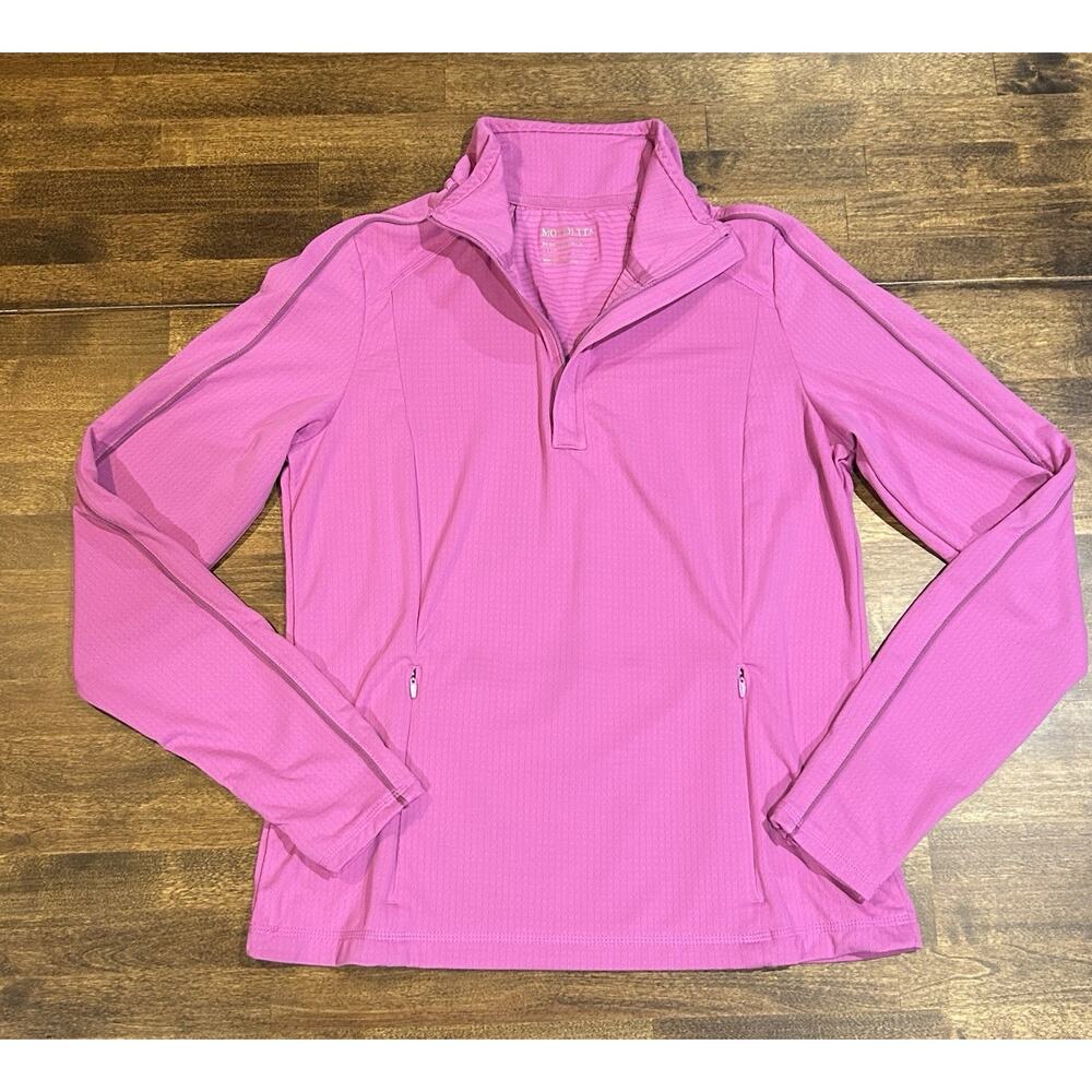 Mondetta Womens Small Top Long Sleeve Active Performance Pullover 1/4 Zip Pink